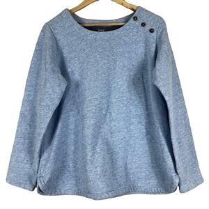Izod Fleece Lined Sweatshirt Womens L Light Blue Cotton Button Detail Casual